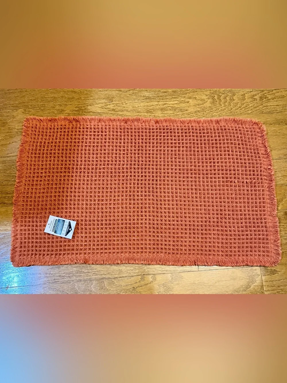MIULEE Orange Waffle Bath Mat – Boho Style, Non-Slip, Washable, Super-Absorbent